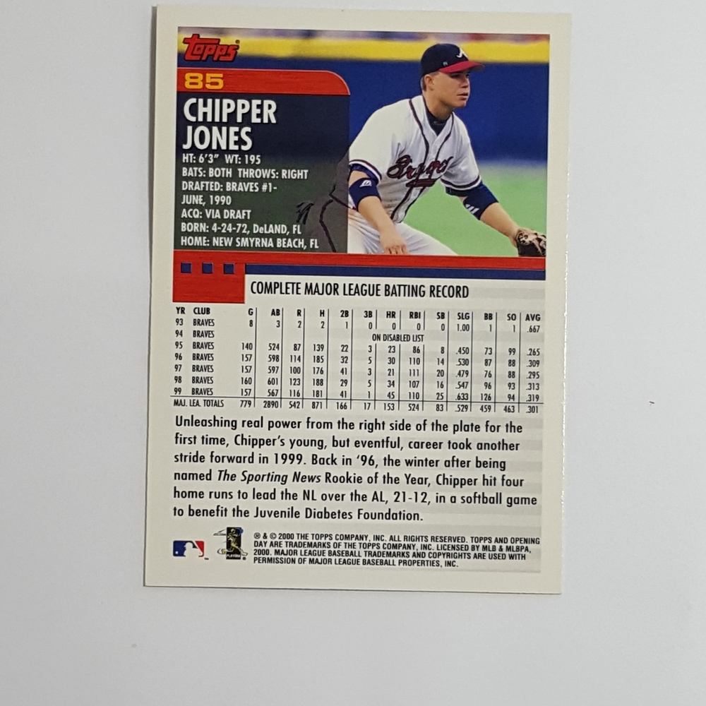 2000 Topps Chipper Jones - Picture 3 of 3
